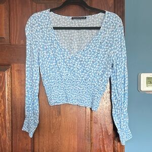 Blue Floral Long Sleeve Top